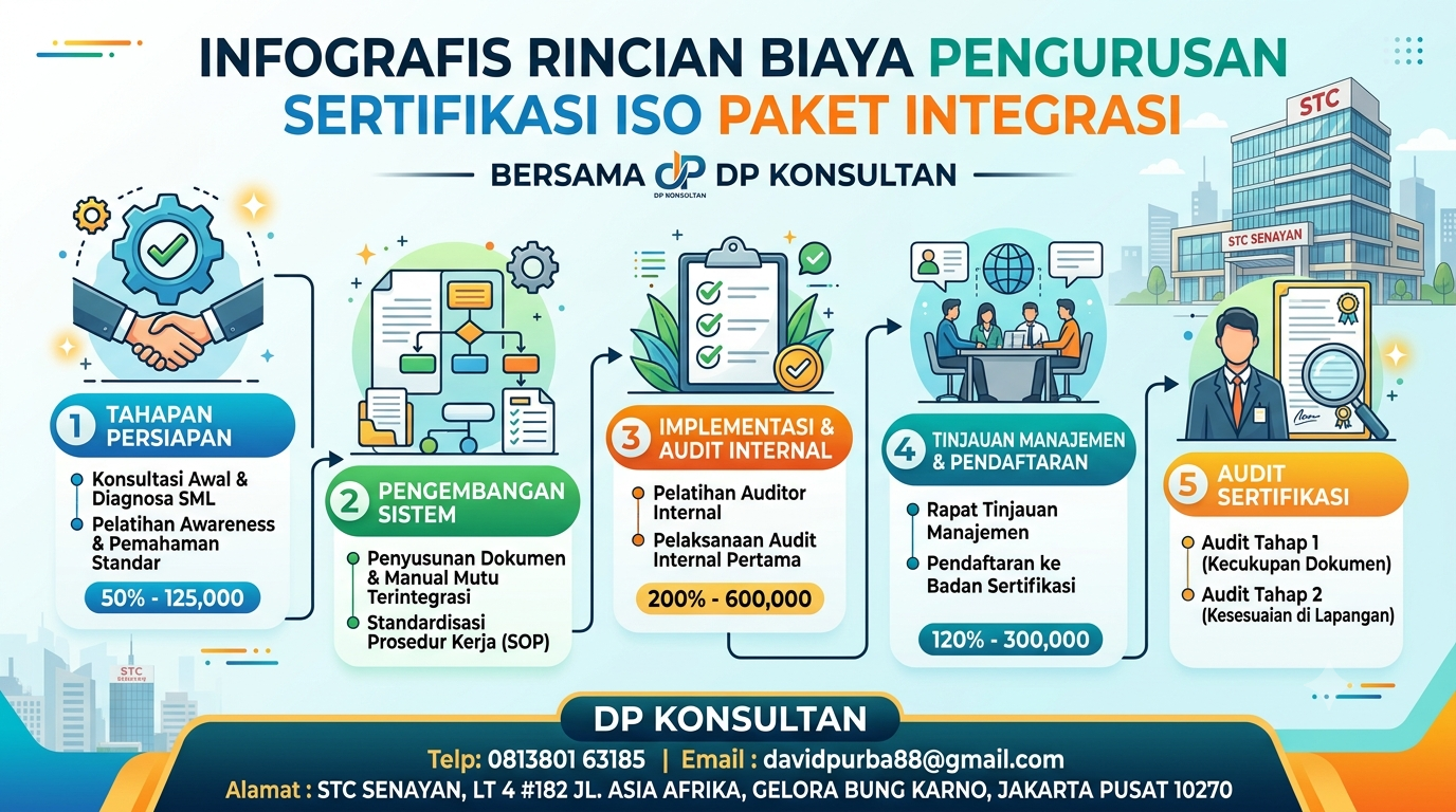 infografis rincian biaya pengurusan sertifikasi iso paket integrasi bersama dpkonsultan Telp: 0813801 63185