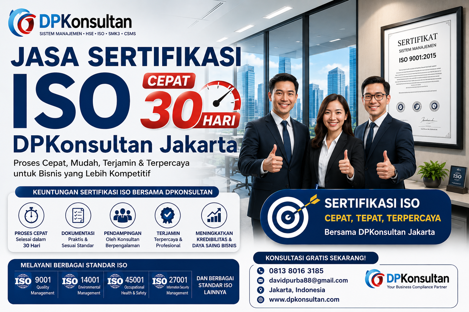 Jasa sertifikasi ISO cepat 30 hari DPKonsultan Jakarta